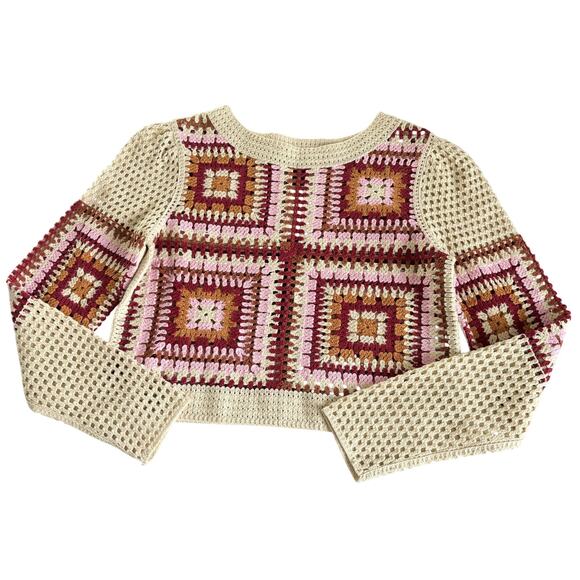 Truth Cream Grandmacore Boho Crochet Long Sleeve Sweater Women’s Size Small - Picture 1 of 6